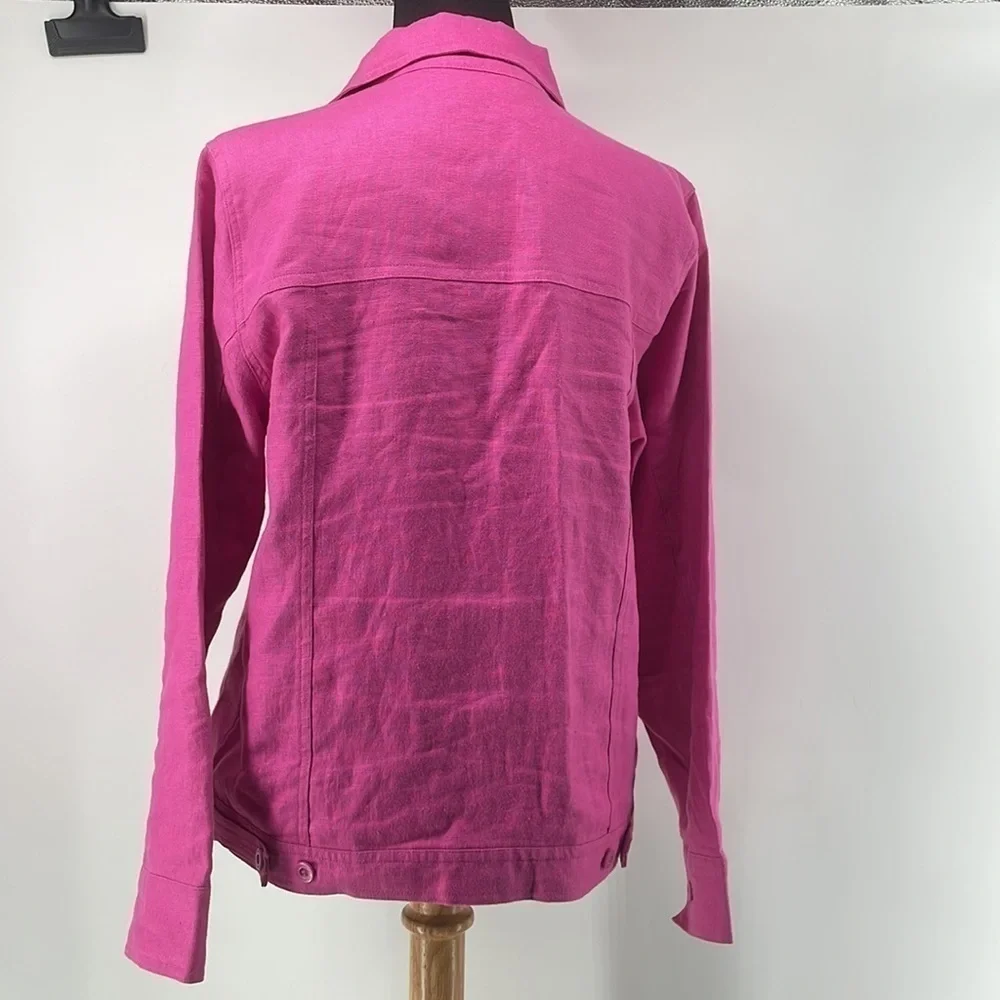 Relativity Barbie pink linen jacket light weight vacation coastal  sz sm